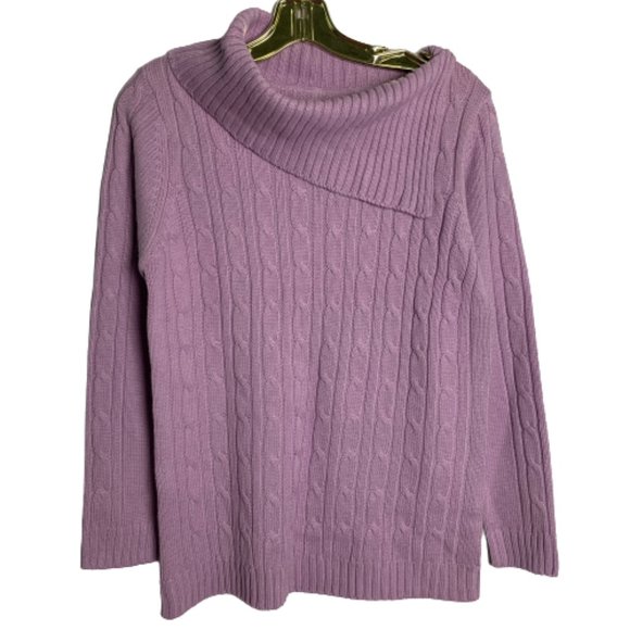 Trendy Lilac Knit Sweater Asymmetric Neckline - Picture 1 of 3